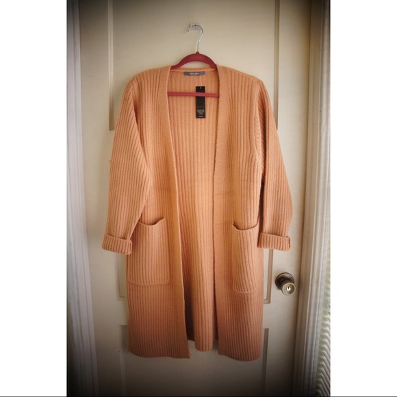 coin 1804 Sweaters - Coin 1804 Peachy Blush Rib Knit Long Cardigan
